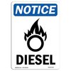 Signmission OSHA Notice Sign, 24" H, 18" W, Aluminum, Diesel Sign With Symbol, Portrait, 1824-V-11017 OS-NS-A-1824-V-11017